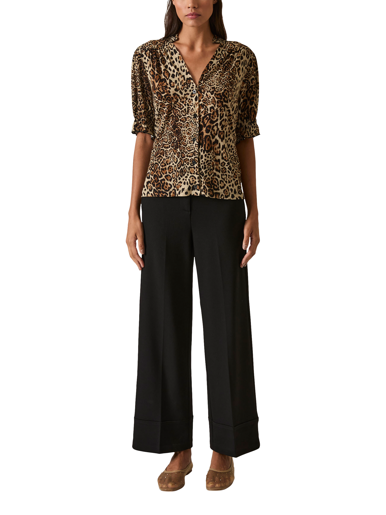 Product image 1 of 6, which shows James Lakeland Smock Cuff Jersey Shirt, Leopard, 8