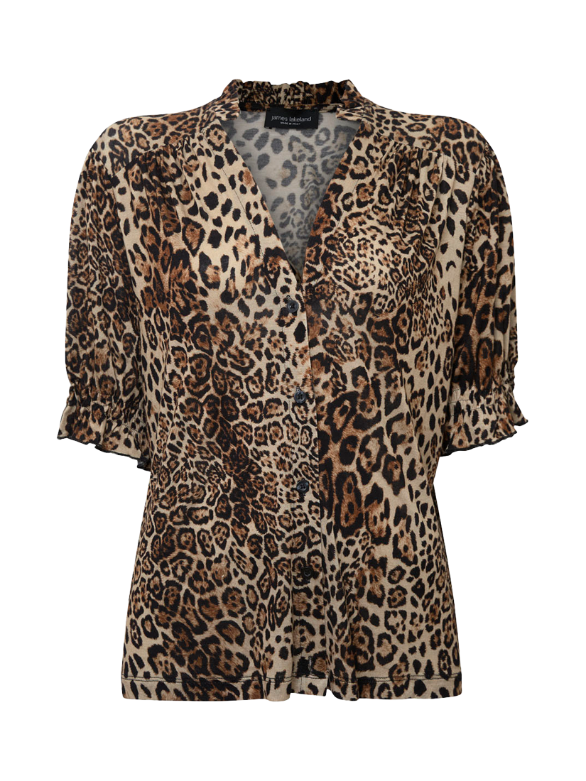 Product image 6 of 6, which shows James Lakeland Smock Cuff Jersey Shirt, Leopard, 8