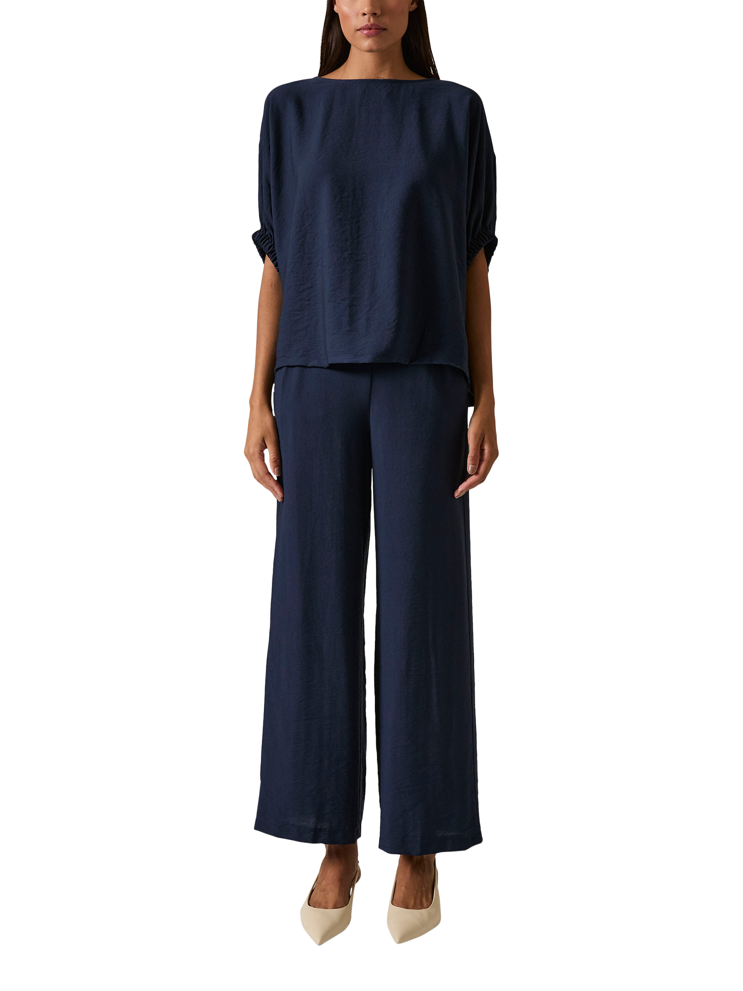 Product image 1 of 6, which shows James Lakeland Round Neck Batwing Top, Navy, 8