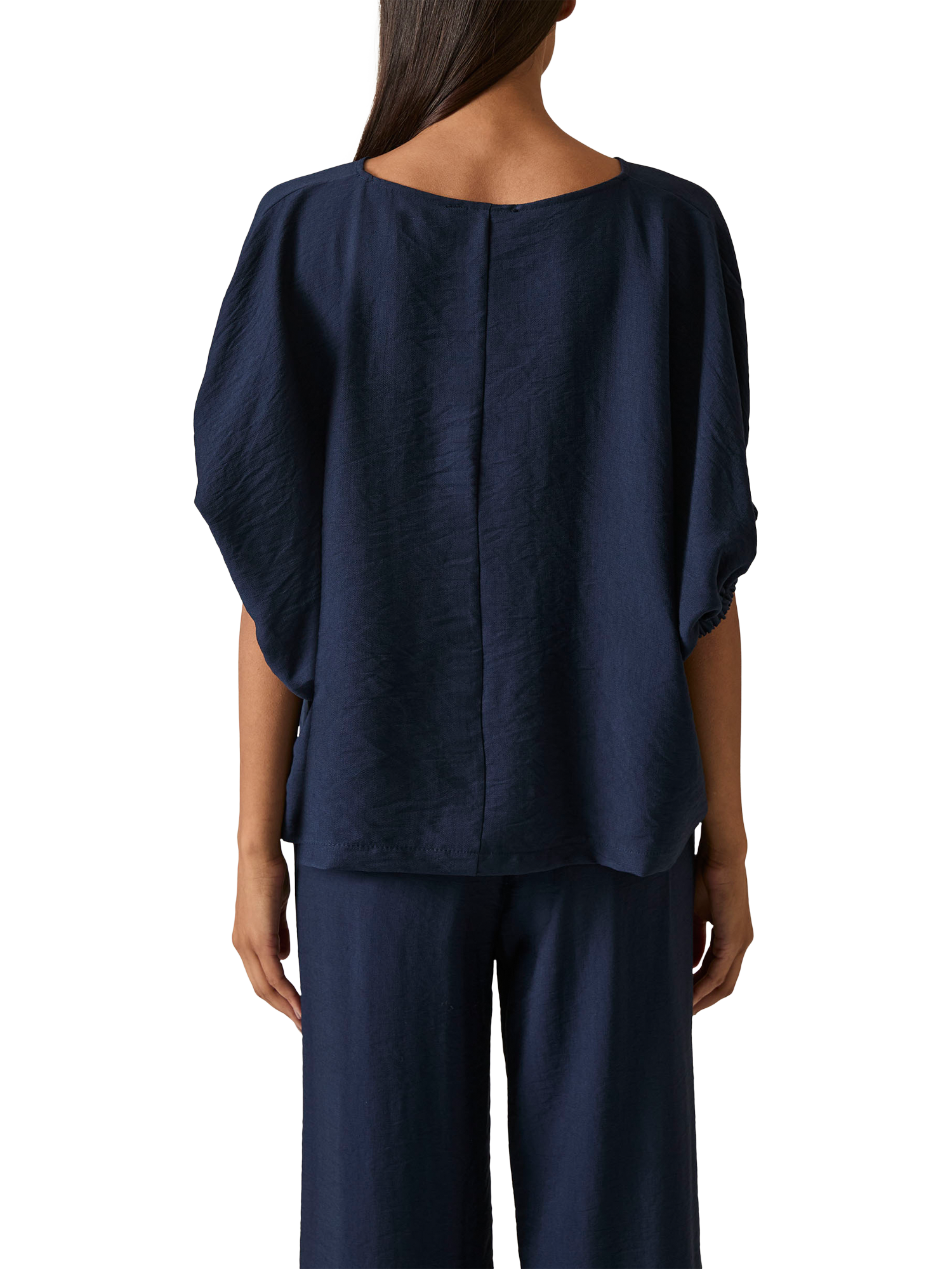 Product image 2 of 6, which shows James Lakeland Round Neck Batwing Top, Navy, 8