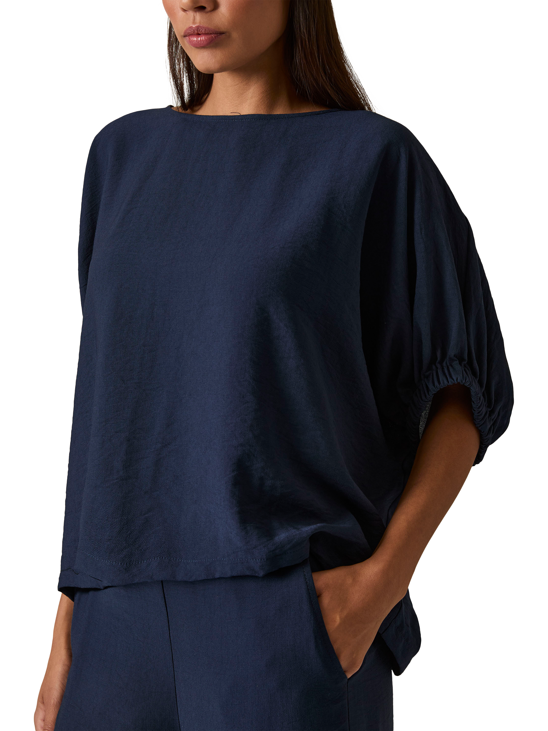 Product image 4 of 6, which shows James Lakeland Round Neck Batwing Top, Navy, 8