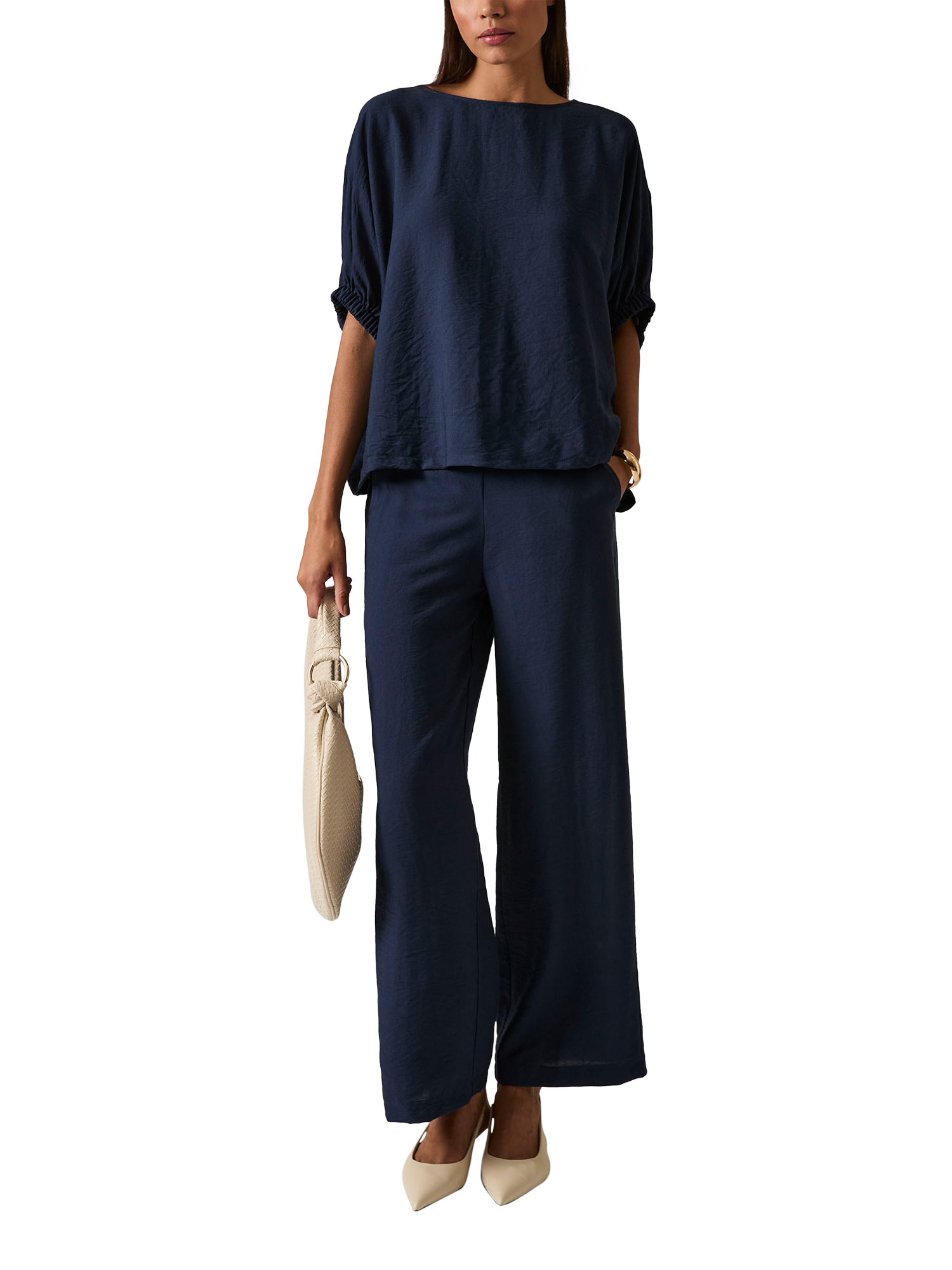 Product image 5 of 6, which shows James Lakeland Round Neck Batwing Top, Navy, 8