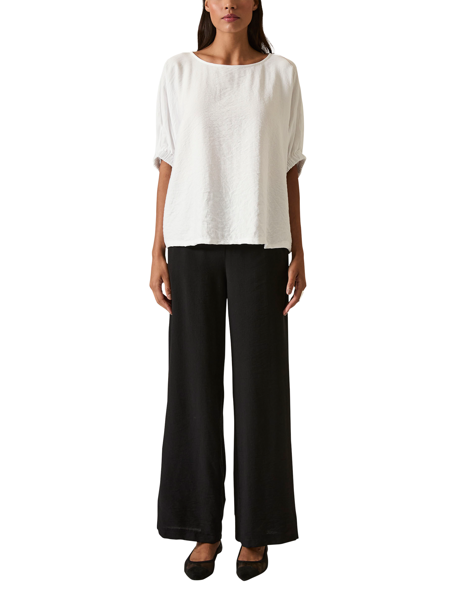 Product image 1 of 6, which shows James Lakeland Round Neck Batwing Top, White, 8