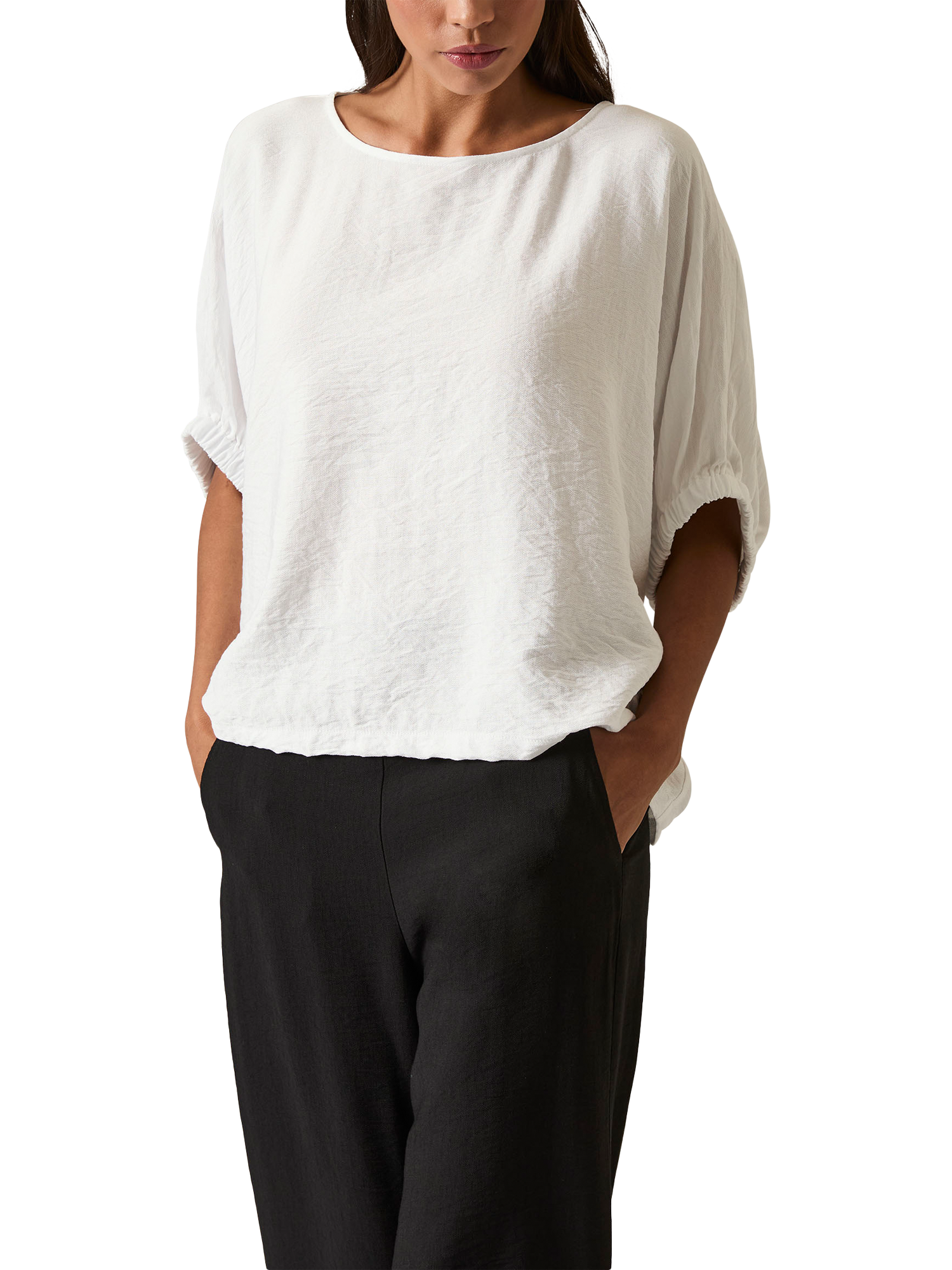 Product image 3 of 6, which shows James Lakeland Round Neck Batwing Top, White, 8