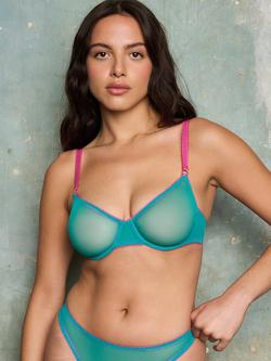 Dora Larsen Jean Clean Tulle Underwired Bra, Turquoise, Turquoise