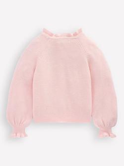 Mini Boden Kids' Pretty Cotton Embroidered Cardigan, Chalk Pink - view 2, Chalk Pink