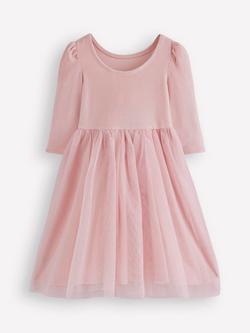 Mini Boden Kids' Velour Tulle Party Dress, Chalk Pink Poodles - view 2, Chalk Pink Poodles