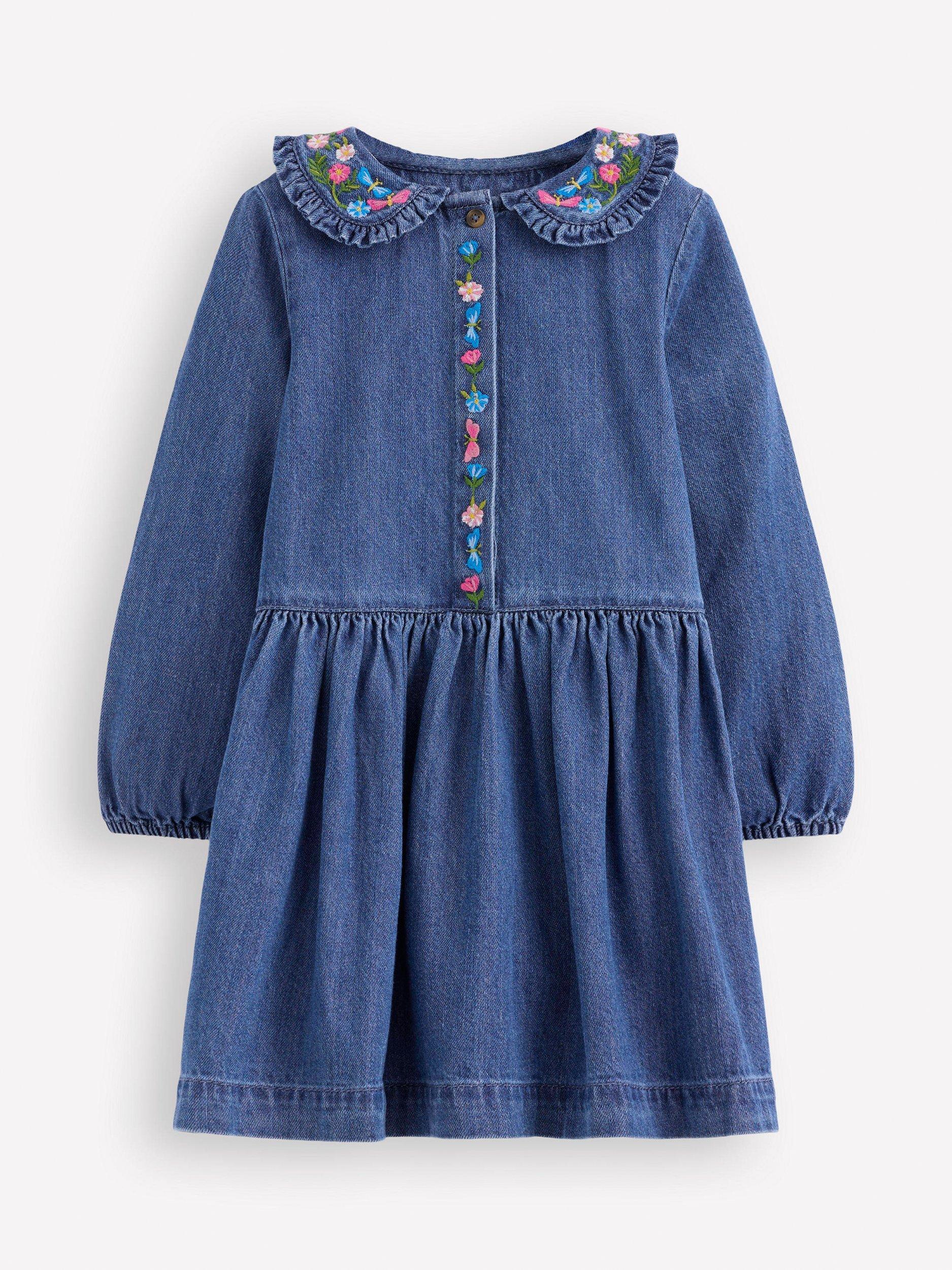 white christmas dresses DORTHY'S DENIM MINI DRESS – DENIM – Boujee Barn Boutique LLC main image 0