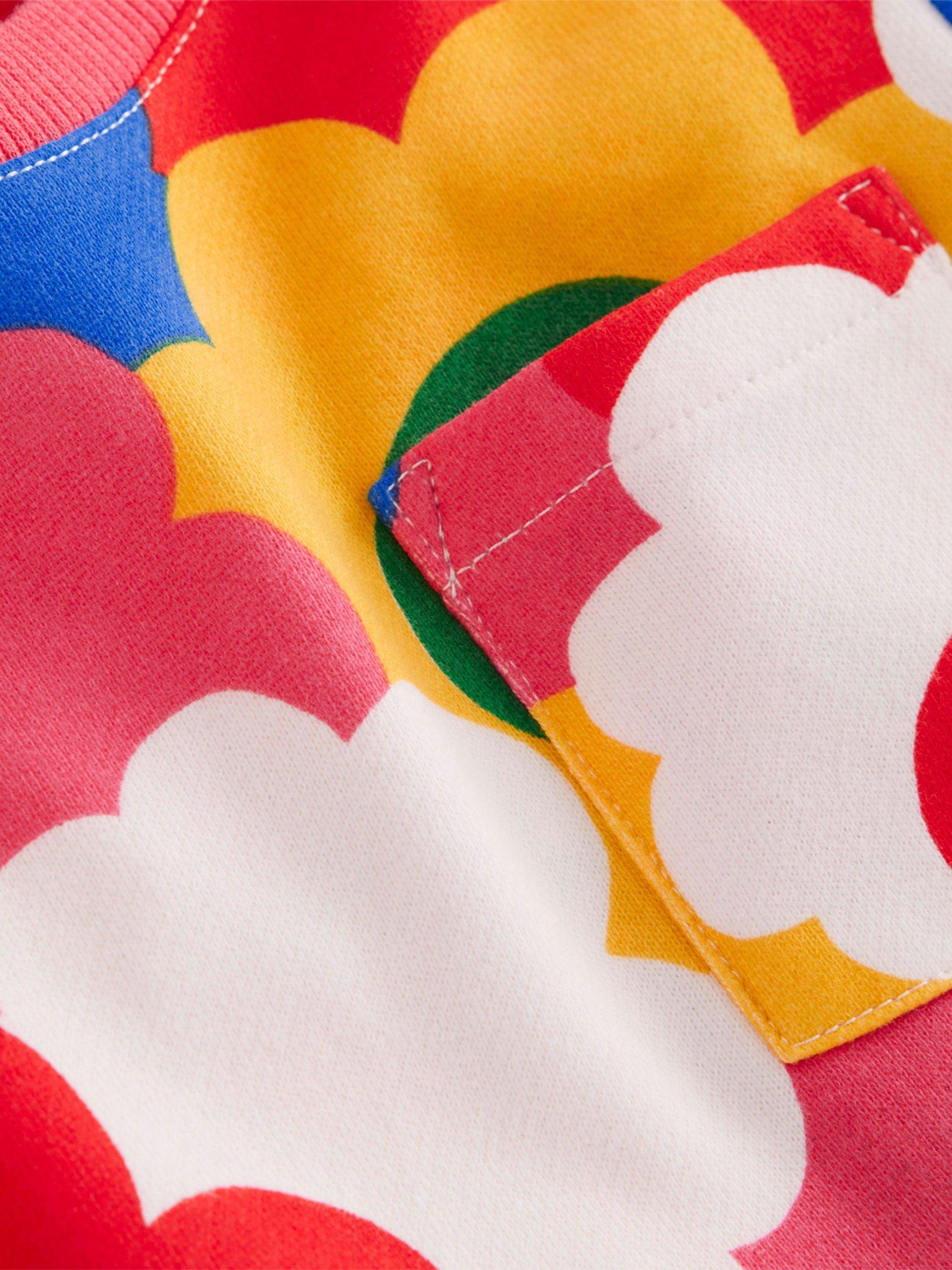 Product image 3 of 3, which shows Mini Boden Kids' Loopback Cotton Sweatshirt Dress, Multi Rainbow Flower, 7-8 years