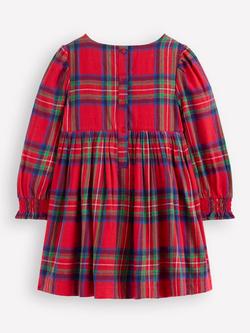 Mini Boden Kids' Madeline Cotton Check Long Sleeve Dress, Red - view 2, Red