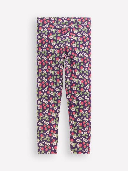 Mini Boden Kids' Cotton Printed Leggings, Purple Vintage Berry - view 2, Purple Vintage Berry