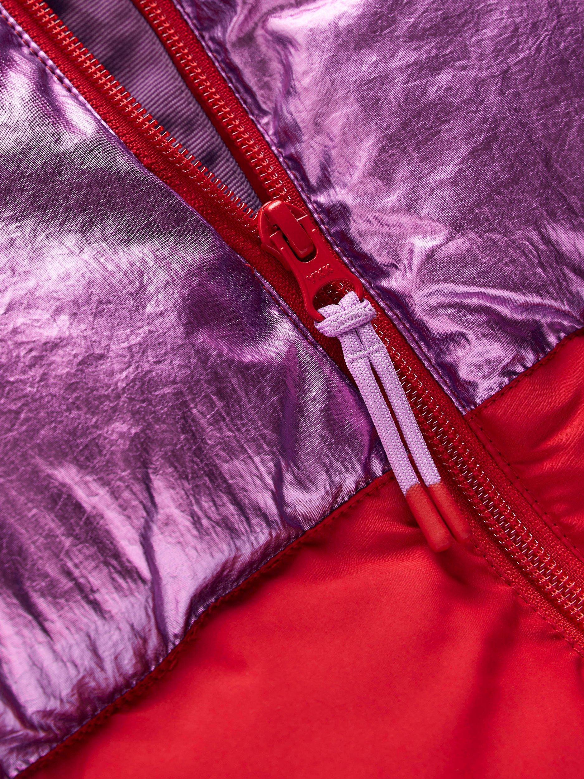 Product image 3 of 5, which shows Mini Boden Kids' 2-in-1 Padded Hooded Jacket, Red/Pink Metallic, 2-3 years