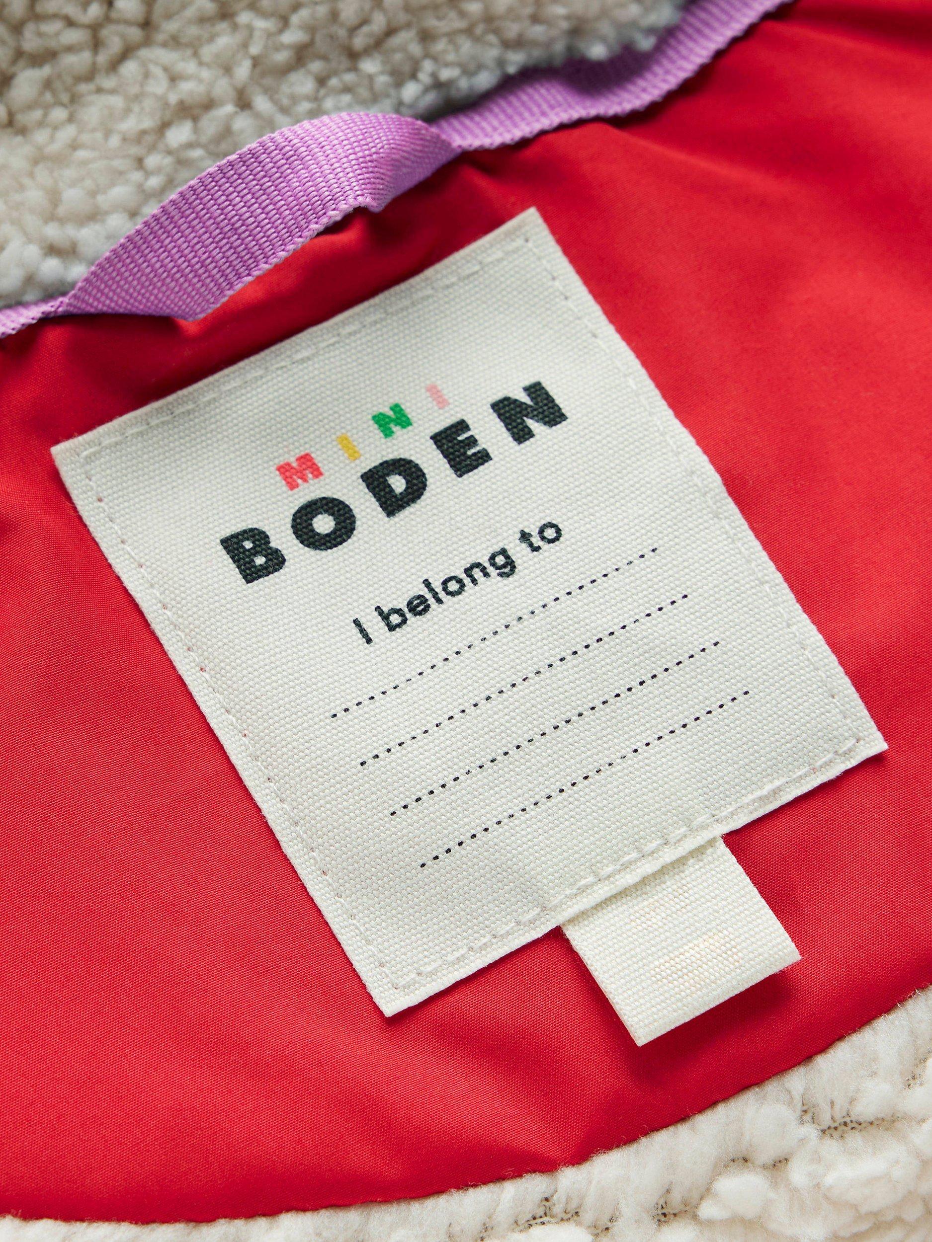 Product image 4 of 5, which shows Mini Boden Kids' 2-in-1 Padded Hooded Jacket, Red/Pink Metallic, 2-3 years