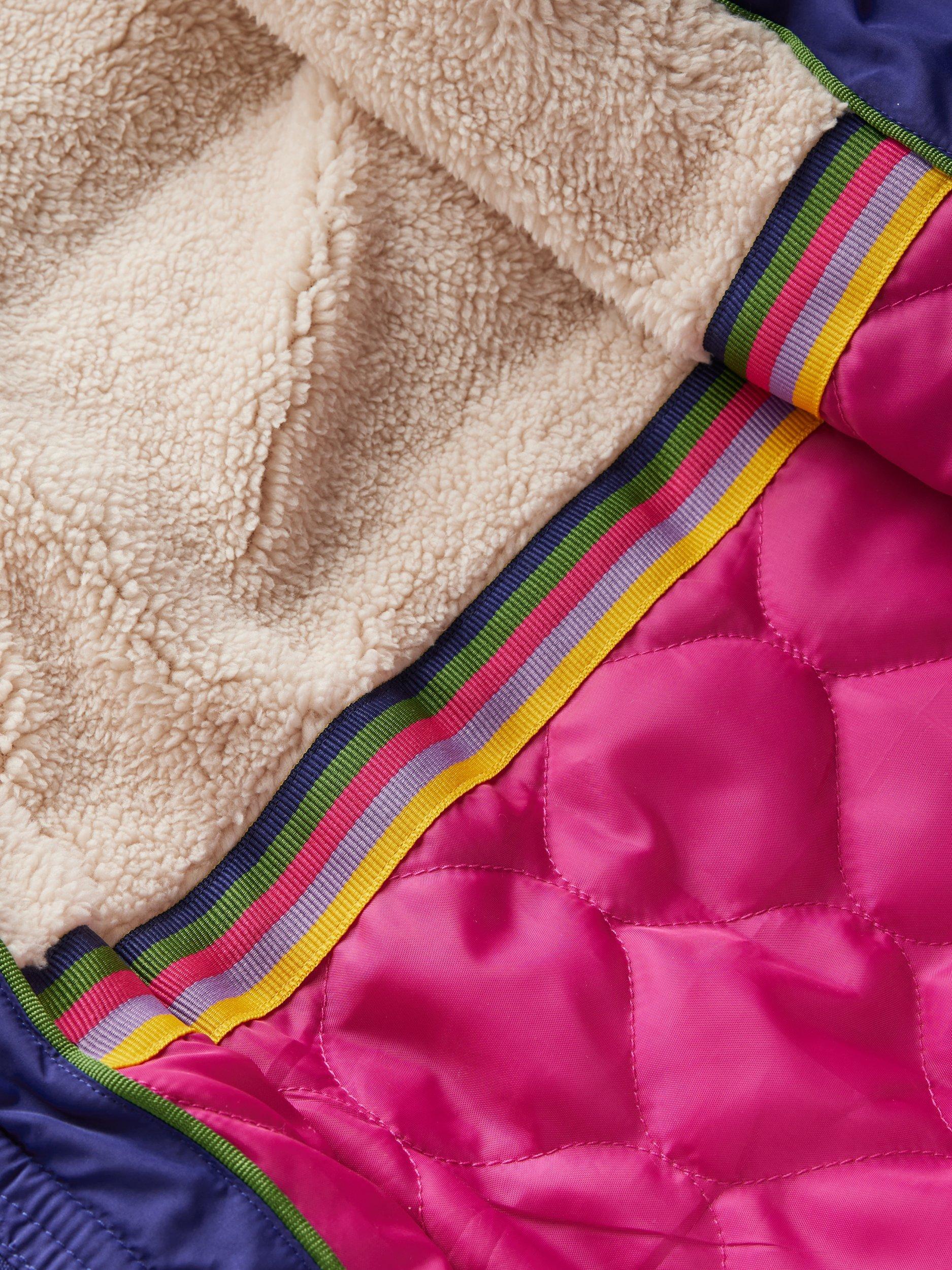 Product image 5 of 5, which shows Mini Boden Kids' Longline Padded Coat, Rainbow Colourblock, 10-11 years