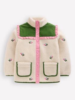Mini Boden Kids' Pretty Borg Mix Jacket, Ivory/Multi, Ivory/Multi