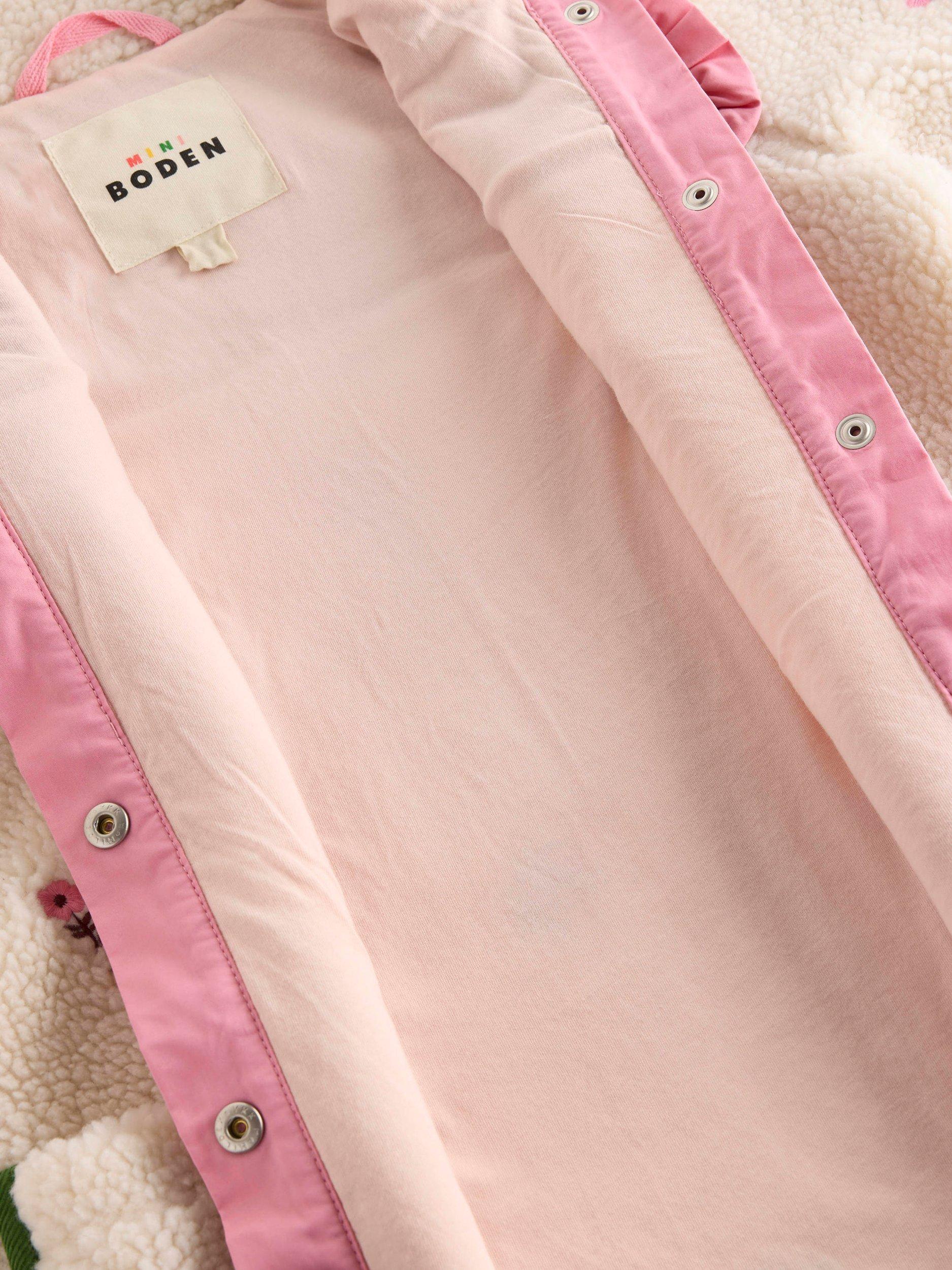 Product image 4 of 4, which shows Mini Boden Kids' Pretty Borg Mix Jacket, Ivory/Multi, 10-11 years