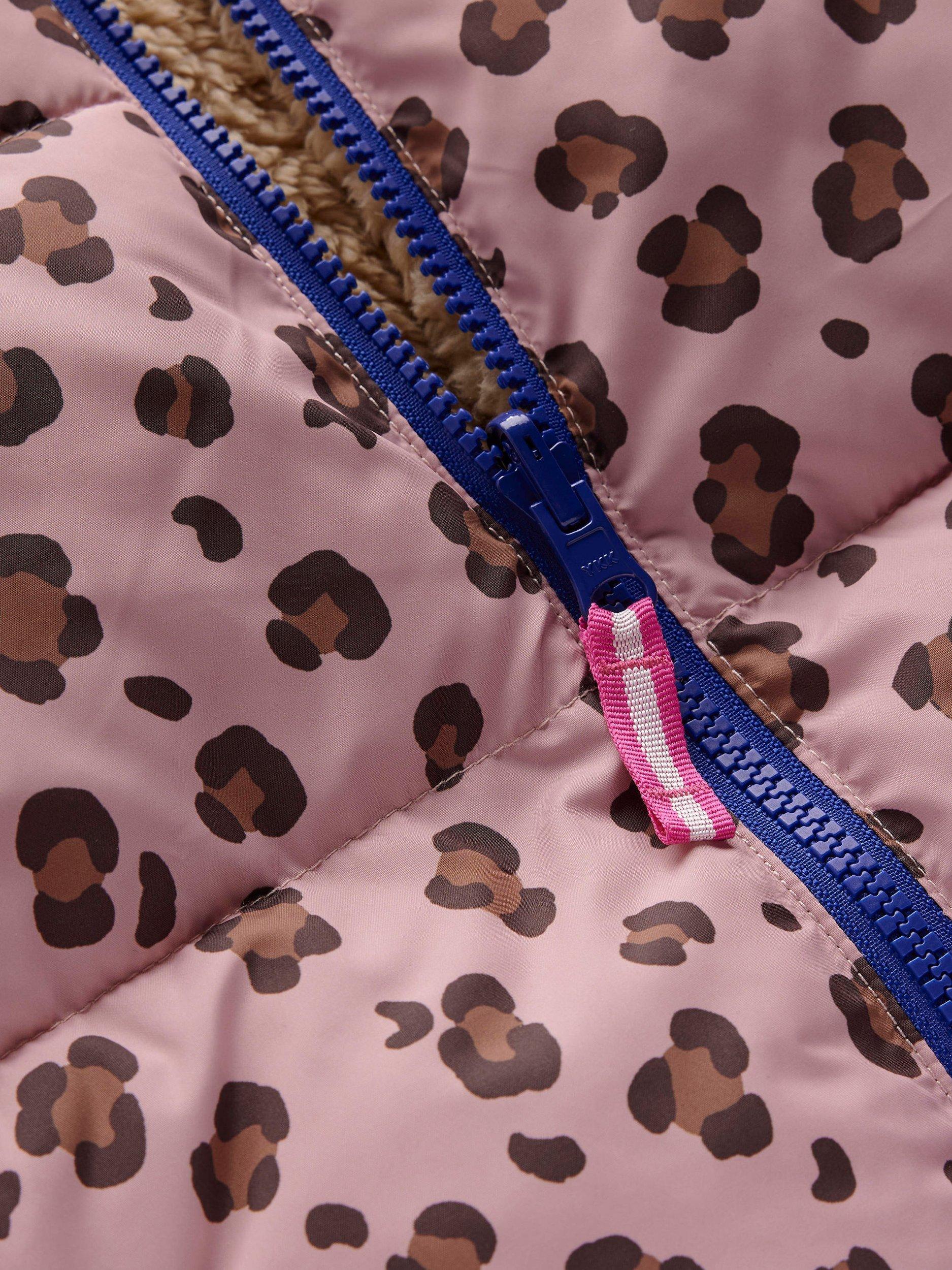 Product image 3 of 4, which shows Mini Boden Kids' Reversible Borg/AnimalPrint Jacket, Pink Leopard, 10-11 years