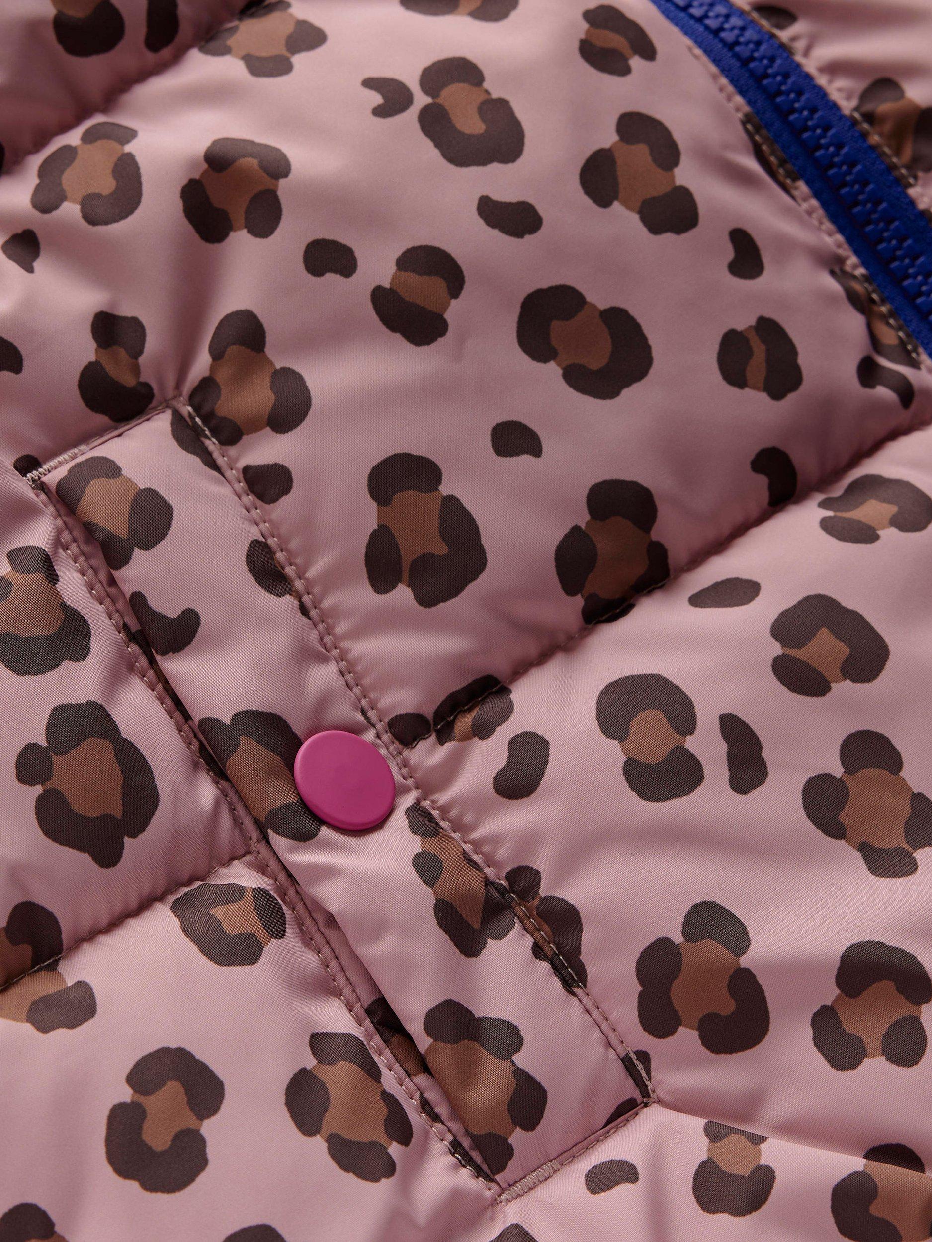 Product image 4 of 4, which shows Mini Boden Kids' Reversible Borg/AnimalPrint Jacket, Pink Leopard, 10-11 years