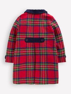 Mini Boden Kids' Wool Blend Tartan Coat, Red - view 2, Red