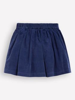 Mini Boden Kids' Corduroy Button Through Mini Skirt, College Navy Flowers - view 2, College Navy Flowers