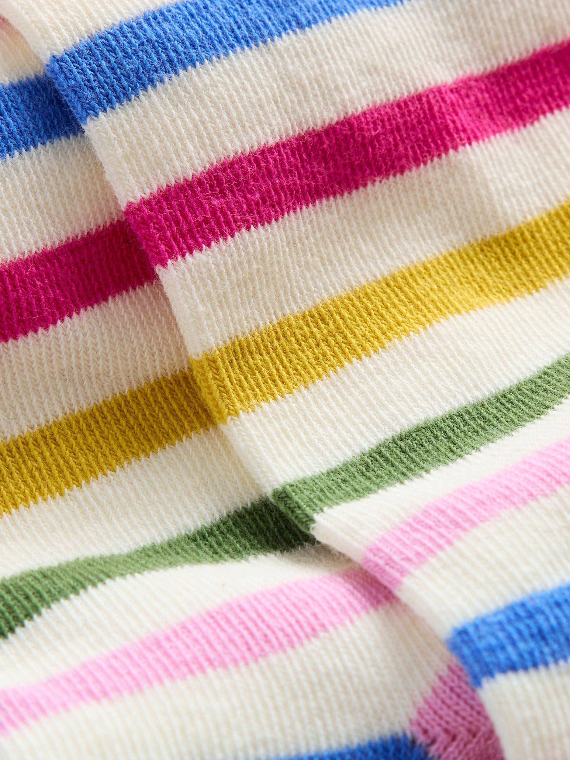 Product image 2 of 2, which shows Mini Boden Kids' Stripe Patterned Tights, Ivory/Multi, 10-11 years