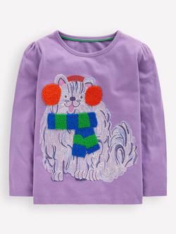 Mini Boden Kids' Cotton Long Sleeved T-Shirt, Aster Purple Dog, Aster Purple Dog