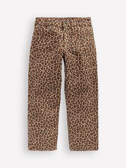 Mini Boden Kids' Patch Pocket Animal Print Trousers, Brown/Multi, Brown/Multi