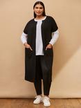 Live Unlimited Curve Ribbed Longline Cardigan, Black