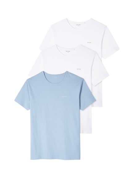 Paul Smith Crew Neck Cotton T-Shirt, Pack of 3, Multi, Multi