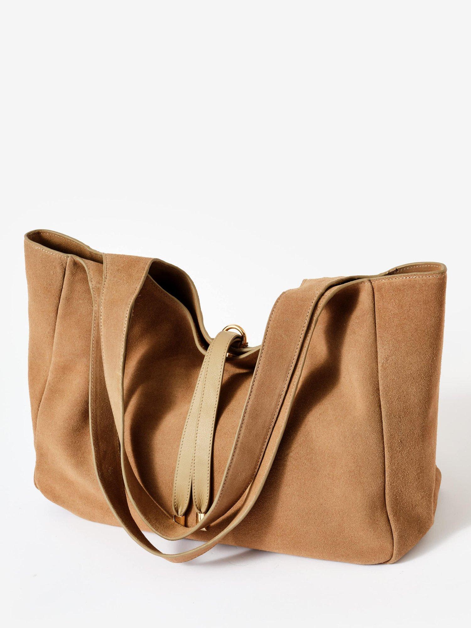 Product image 3 of 3, which shows Mint Velvet Suede Slouchy Shoulder Bag, Natural