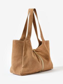 Mint Velvet Suede Slouchy Shoulder Bag, Natural - view 2, Natural