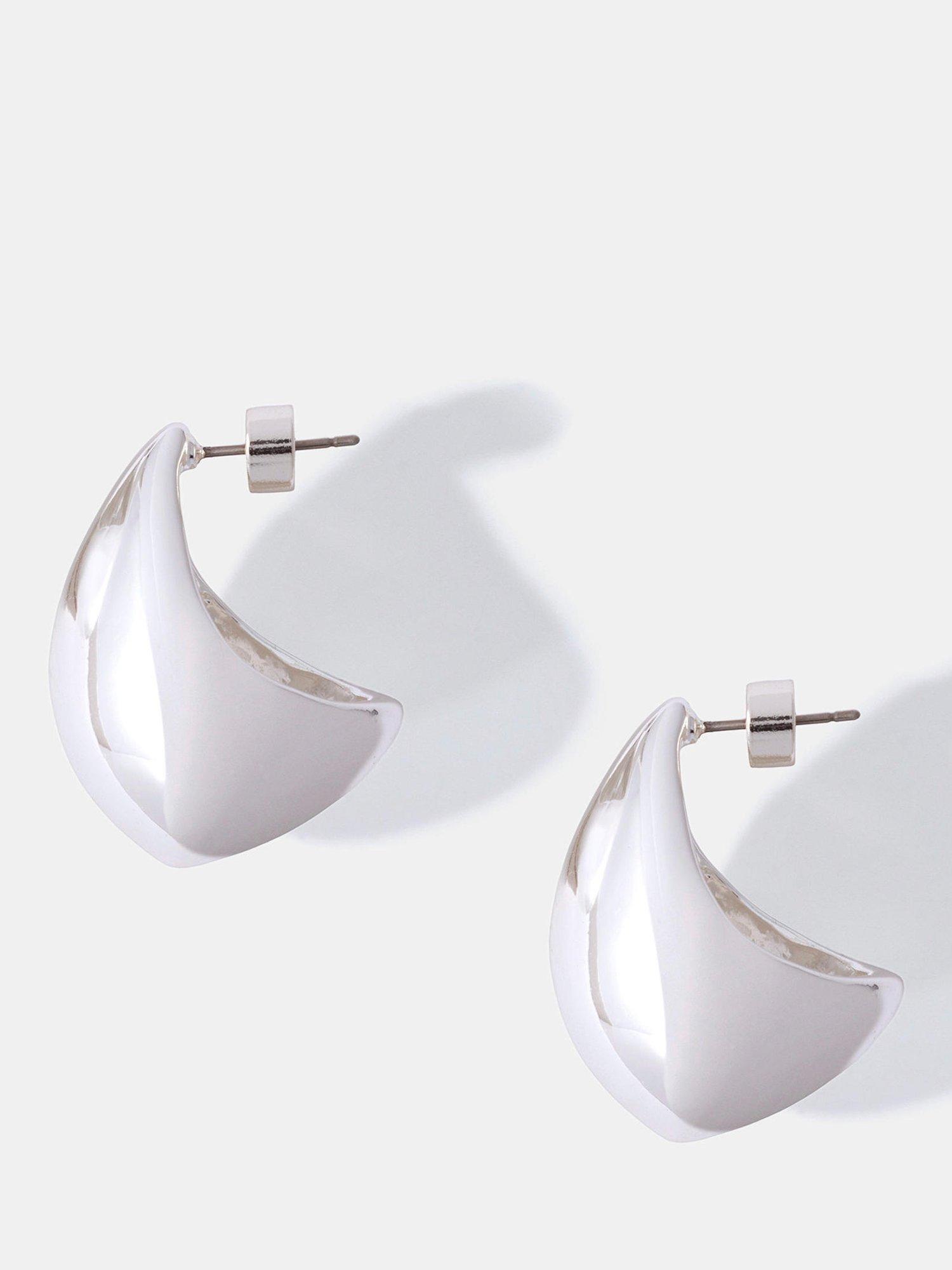 Product image 1 of 3, which shows Mint Velvet Statement Teardrop Earrings, Silver