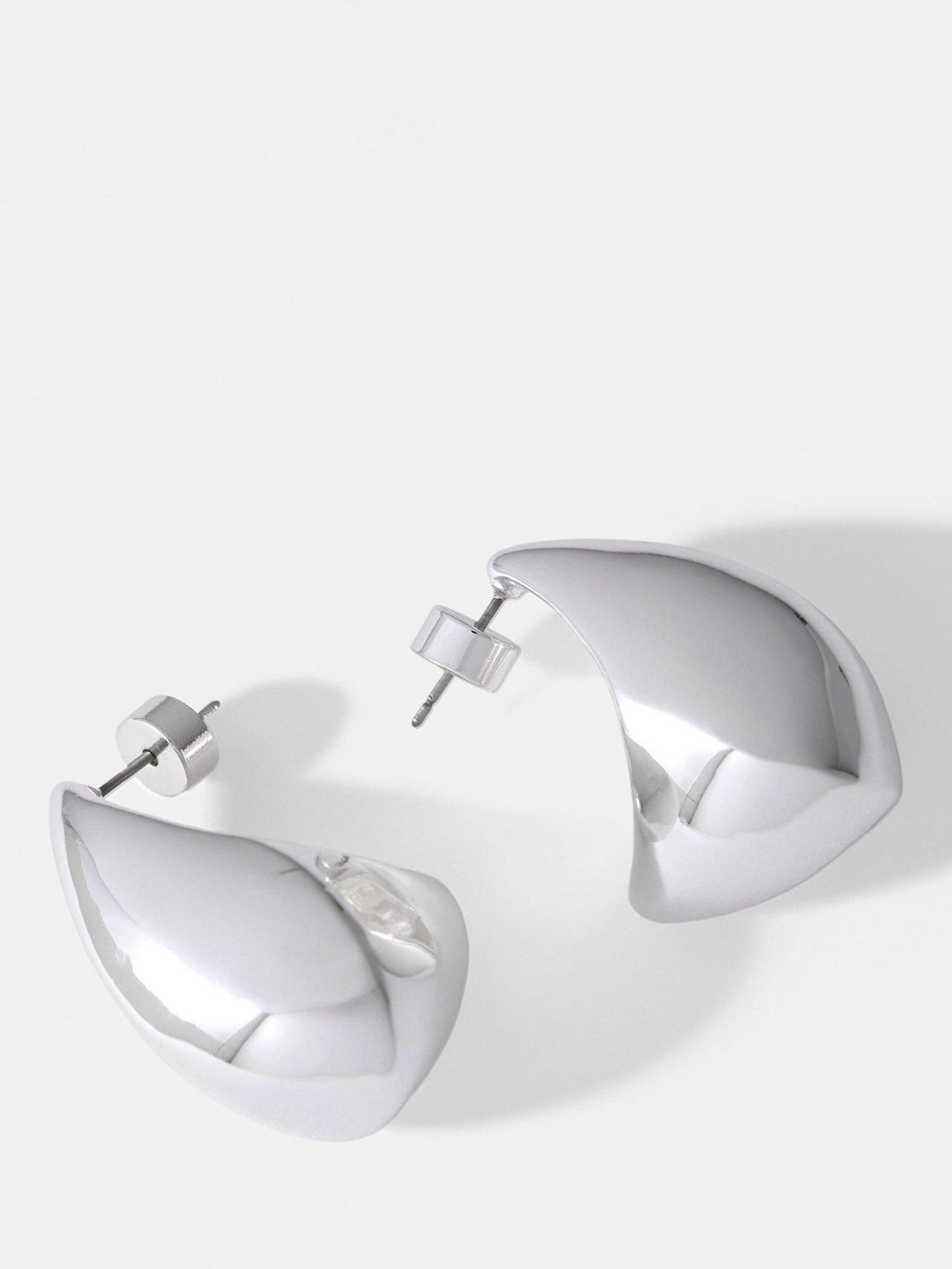 Product image 2 of 3, which shows Mint Velvet Statement Teardrop Earrings, Silver