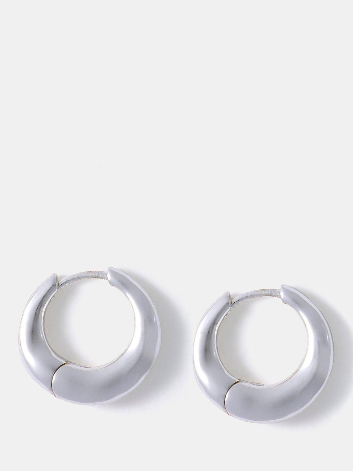 Product image 1 of 2, which shows Mint Velvet Irregular Hoop Earrings, Silver