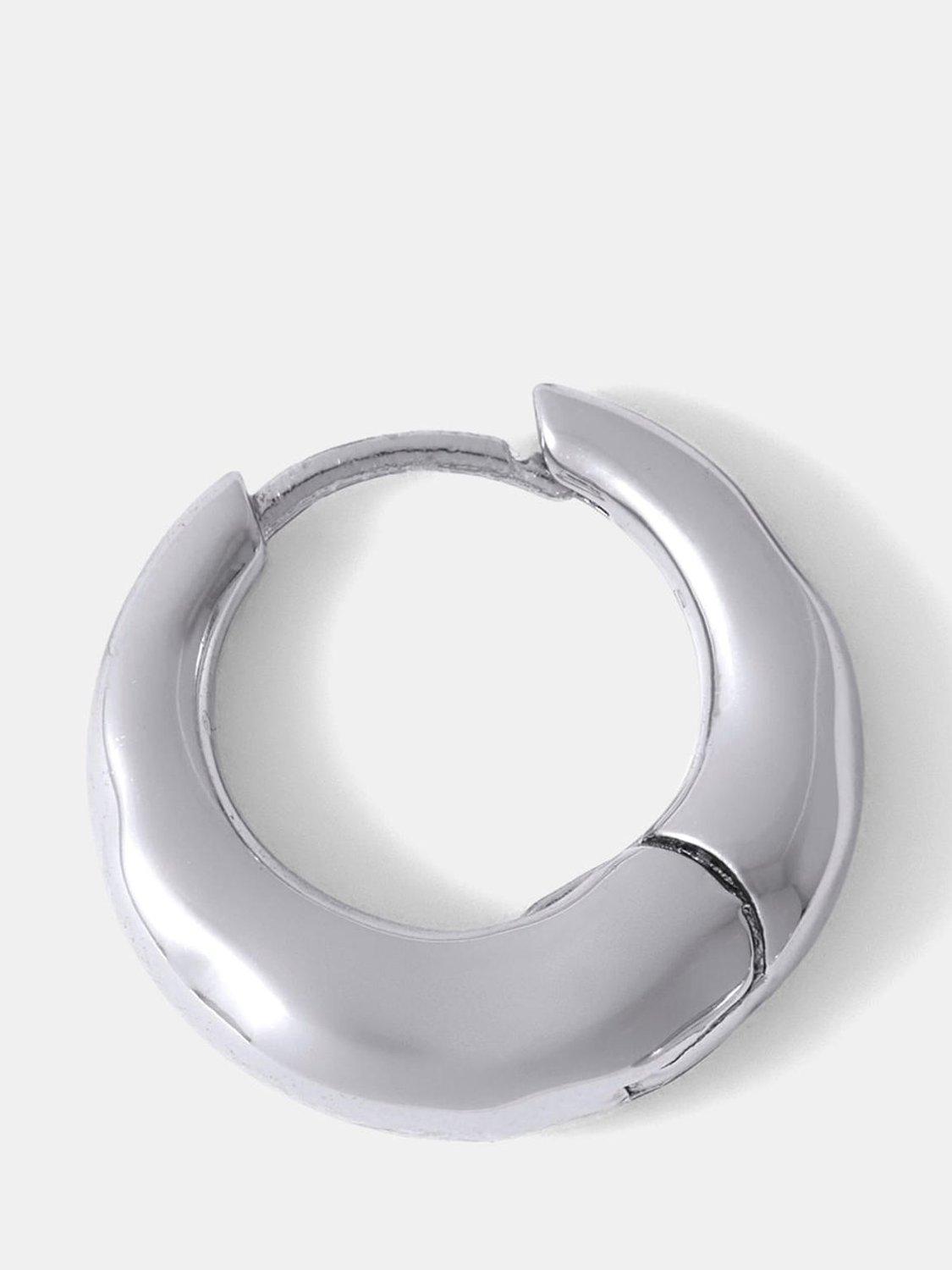 Product image 2 of 2, which shows Mint Velvet Irregular Hoop Earrings, Silver
