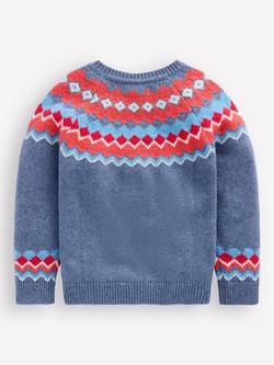 Mini Boden Kids' Wool Blend Fair Isle Jumper, Blue - view 2, Blue