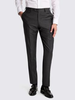 Moss x Barberis Tailored Fit Classic Twill Wool Suit Trousers, Charcoal