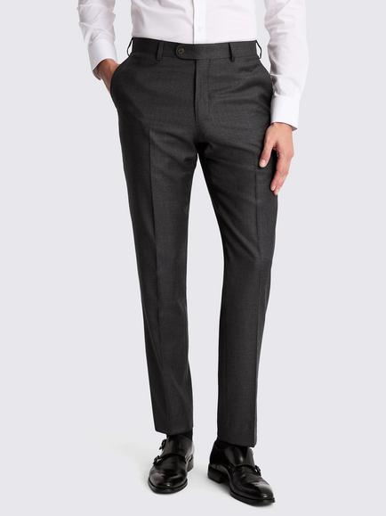 Moss Tailored Fit Italian Wool Twill Suit Trousers, Charcoal