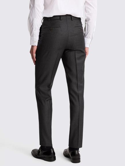 Moss Tailored Fit Italian Wool Twill Suit Trousers - view 2, Charcoal