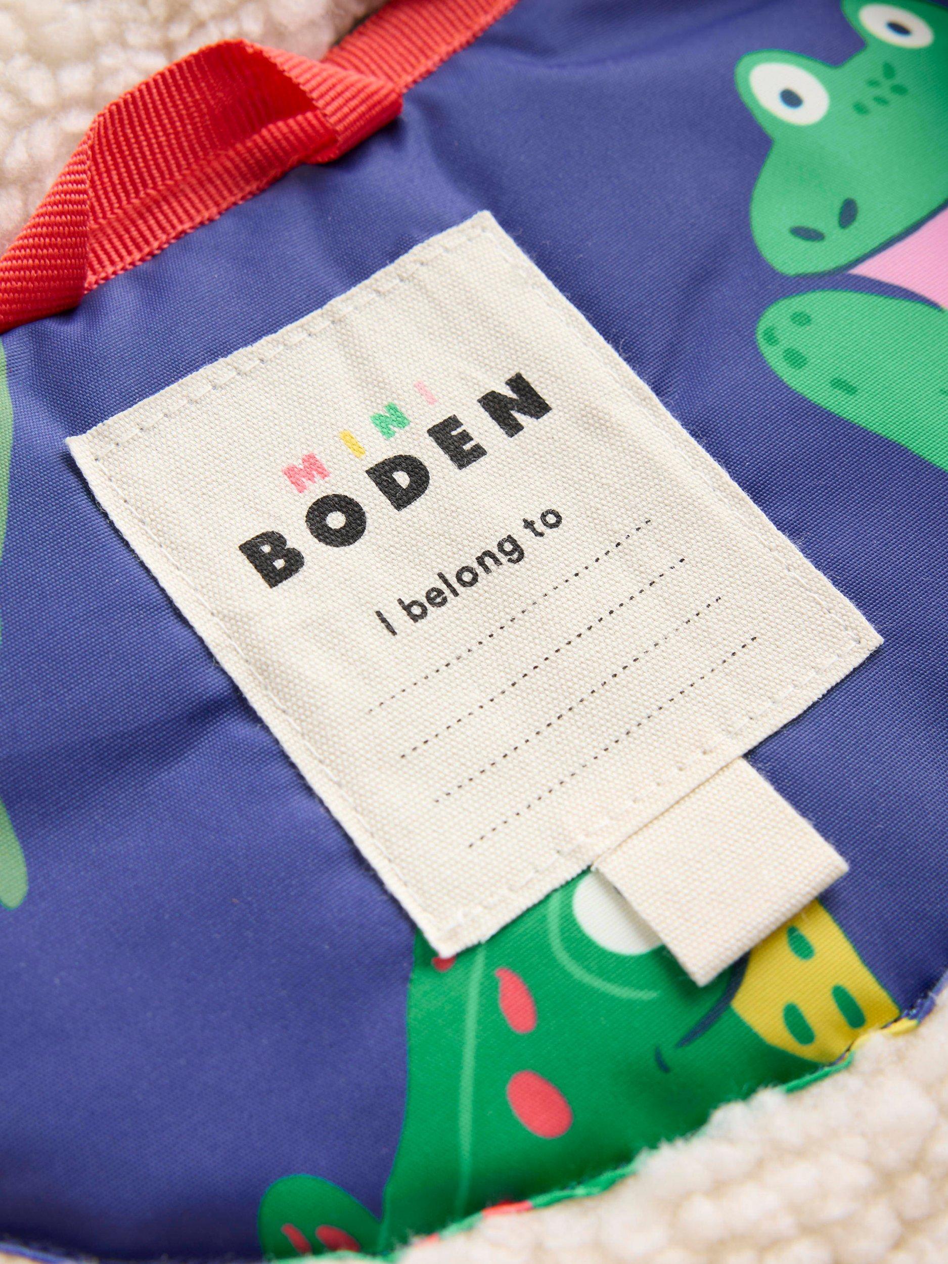 Product image 4 of 5, which shows Mini Boden Kids' Borg Lined Anorak, Twilight Frogs, 9-10 years