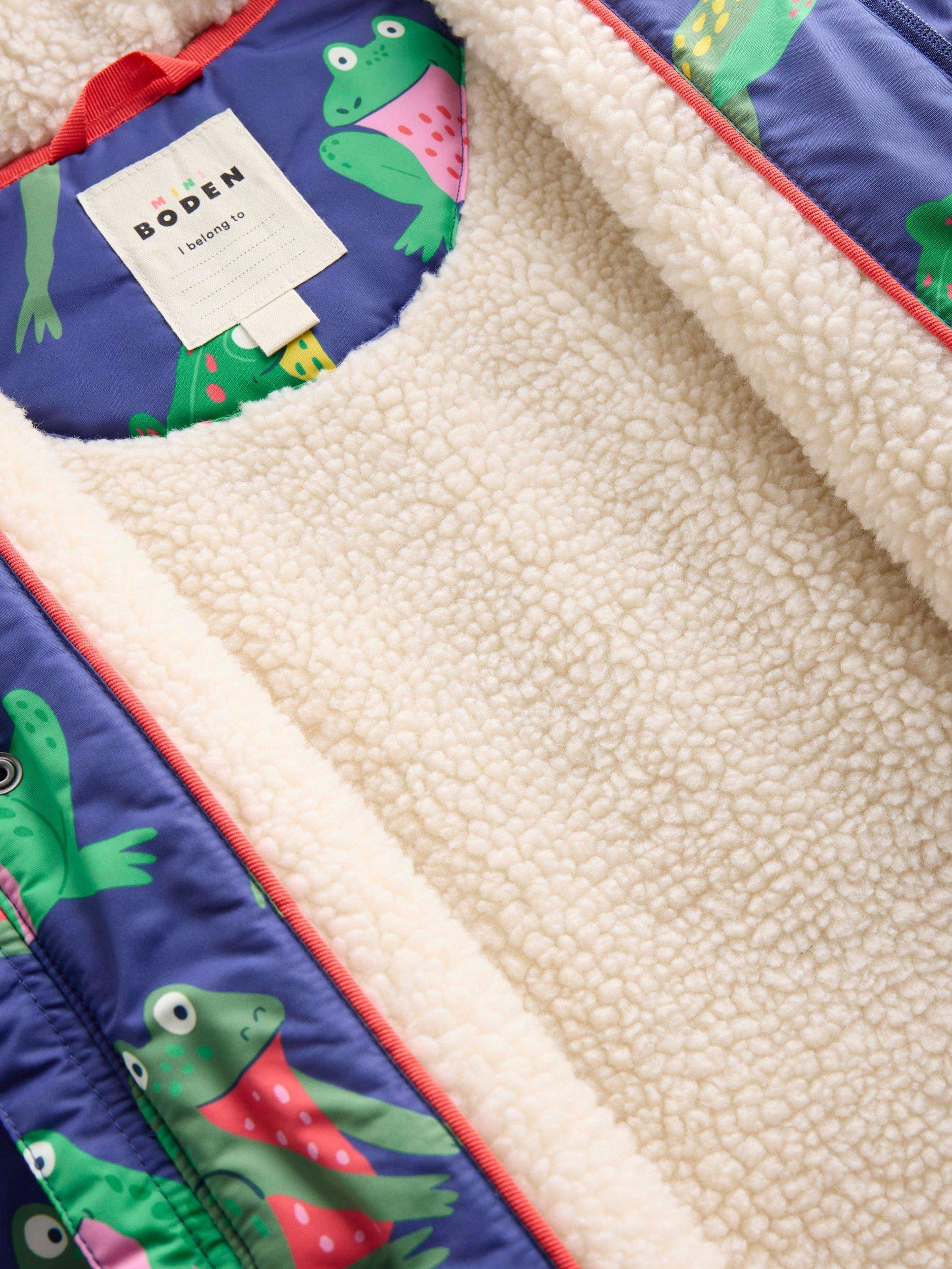 Product image 5 of 5, which shows Mini Boden Kids' Borg Lined Anorak, Twilight Frogs, 9-10 years