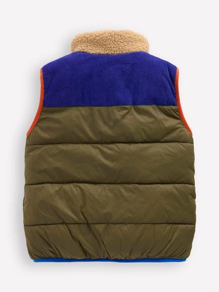 Mini Boden Kids' Borg Lined Gilet, Woodland Green - view 2, Woodland Green