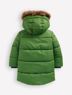 Mini Boden Kids' Fleece Lined Padded Coat, Broccoli Green - view 2, Broccoli Green