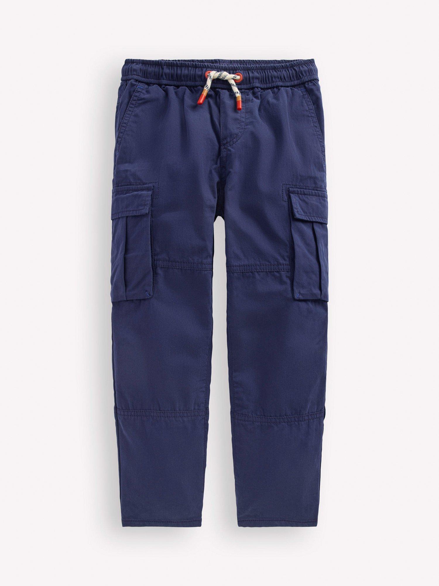 Mini Boden Kids' Adventure Cosy Cargo Trousers, College Navy