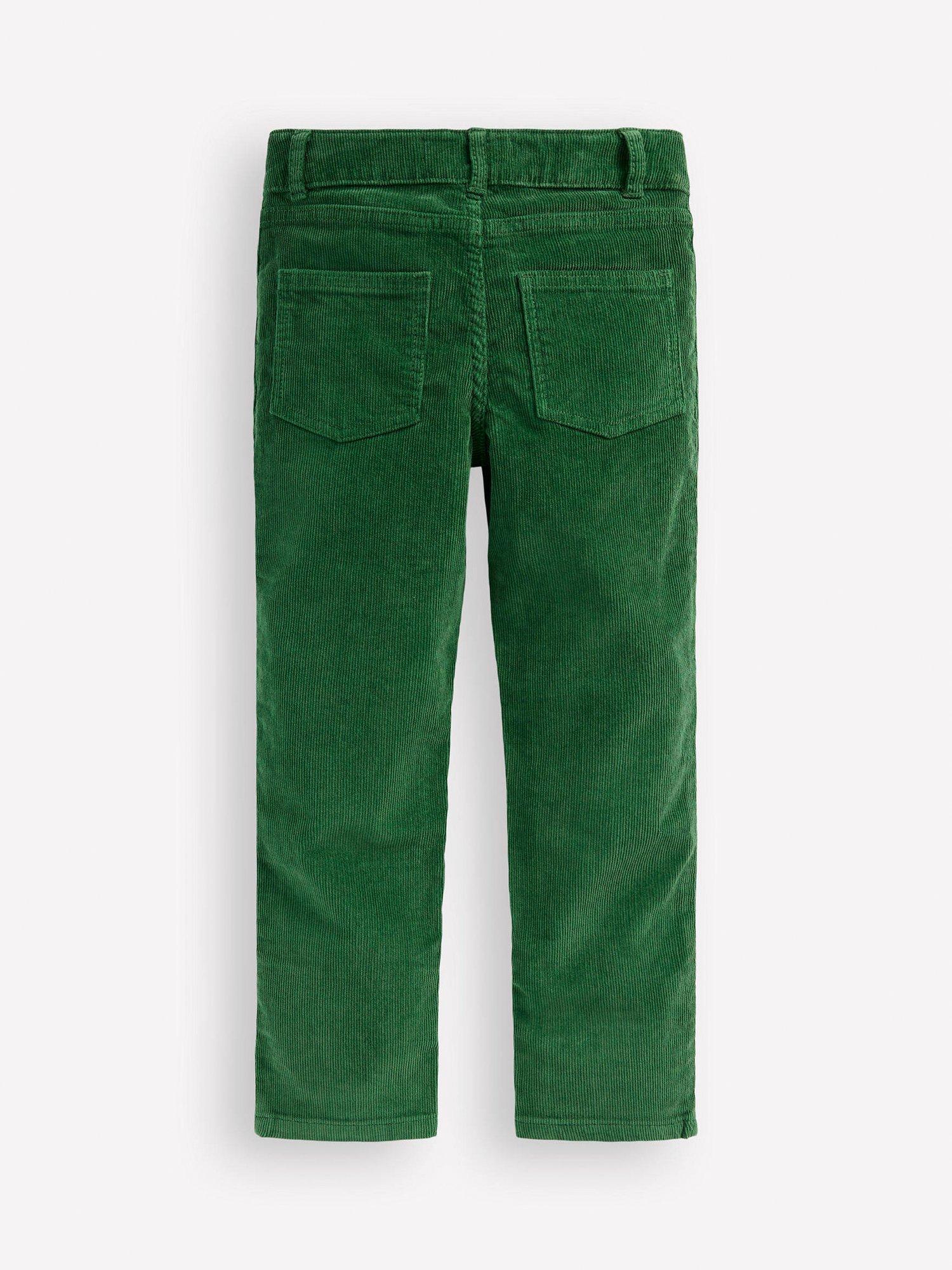 Product image 2 of 3, which shows Mini Boden Kids' Corduroy Classic Trousers, Pine Green, 5-6 years