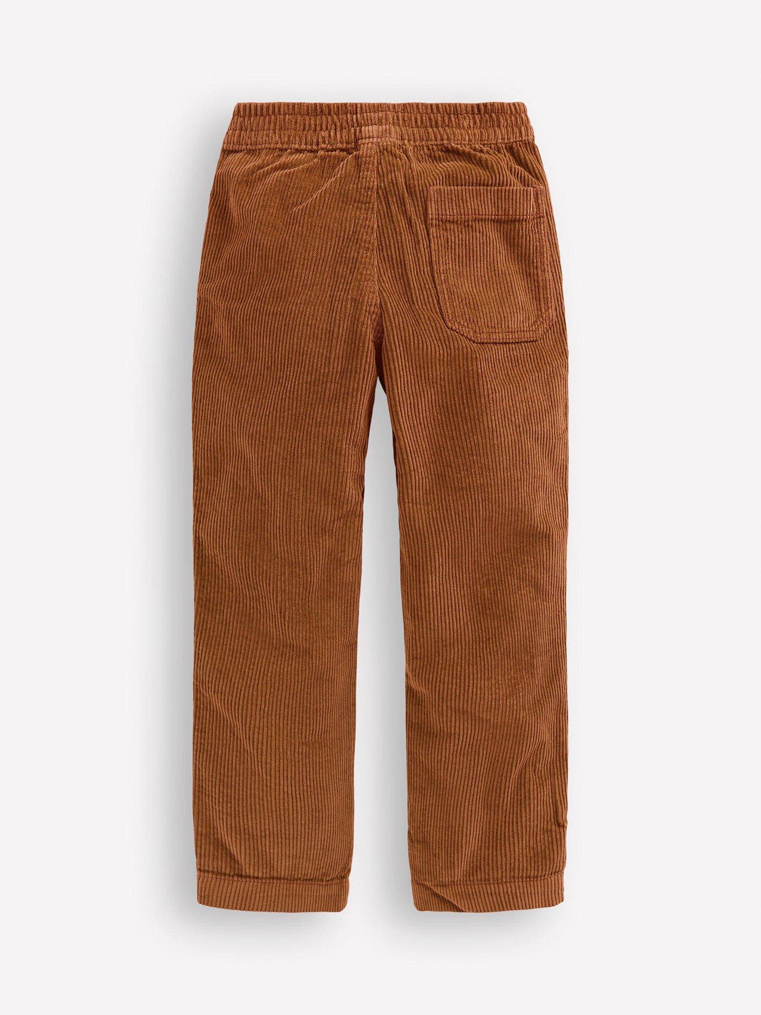 Product image 2 of 3, which shows Mini Boden Kids' Pull-On Cotton Corduroy Trousers, Ginger, 2-3 years