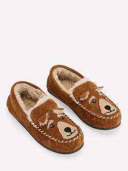 Mini Boden Kids' Suede Slippers, Tan Dog - view 2, Tan Dog