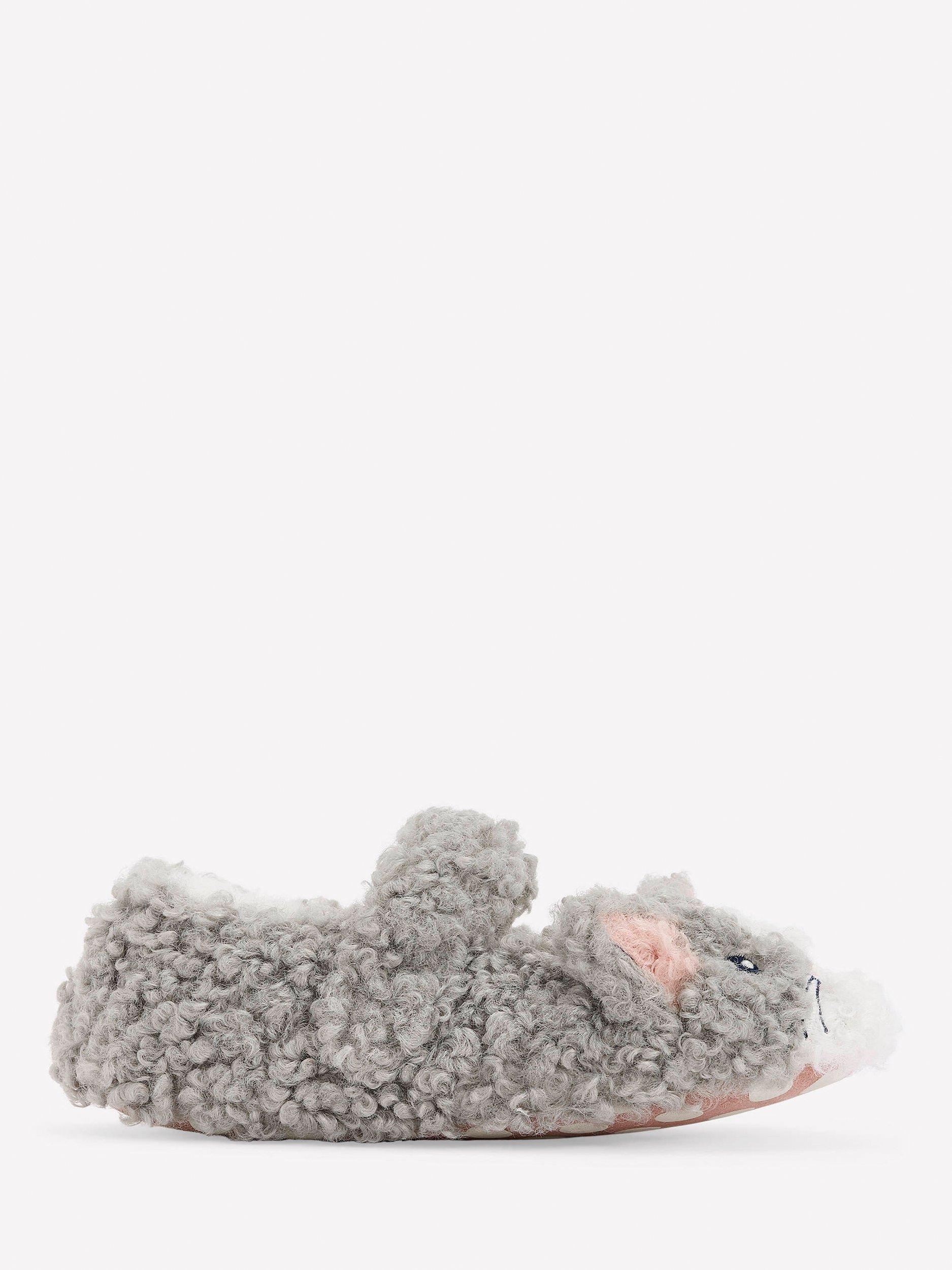 Product image 1 of 3, which shows Mini Boden Kids' Mary Jane Slippers, Grey Cat, 7 Jnr
