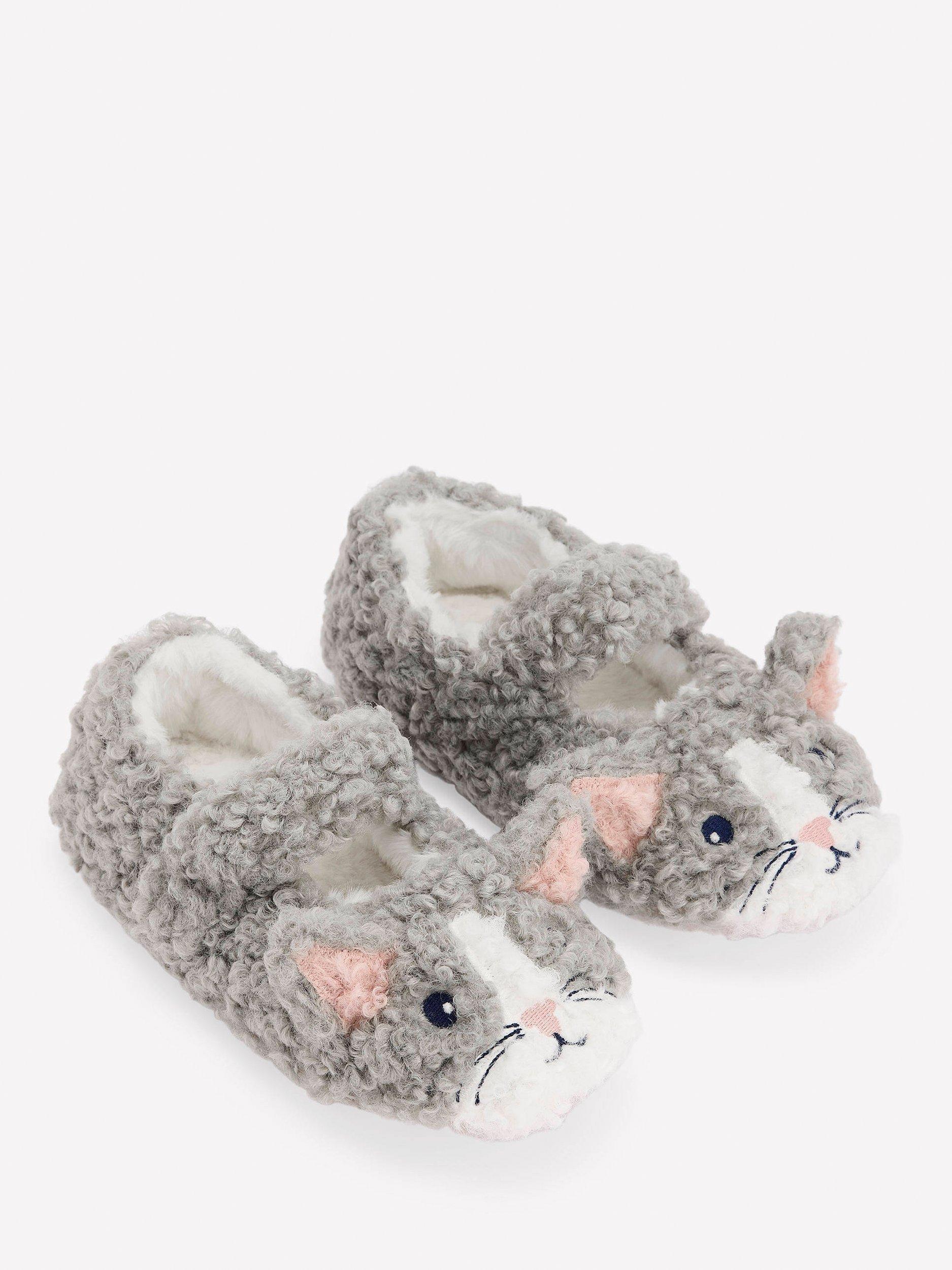 Product image 2 of 3, which shows Mini Boden Kids' Mary Jane Slippers, Grey Cat, 7 Jnr