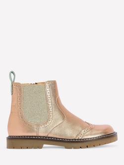 Mini Boden Kids' Metallic Leather Chelsea Boots, Bronze, Bronze